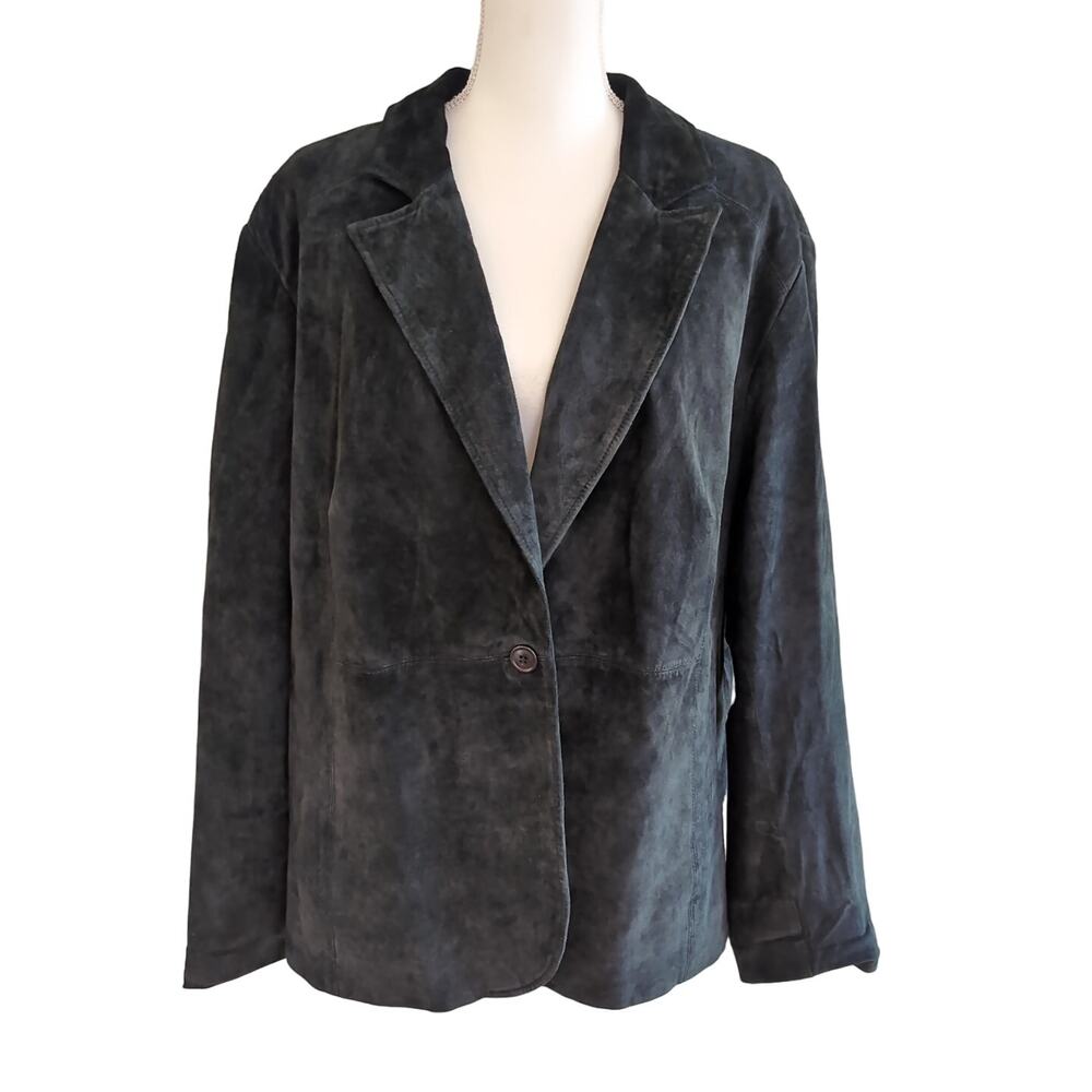 i.e. Woman Black Leather Suede Blazer Jacket Size 3X